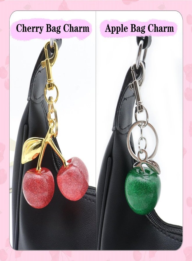ANDGING 12 pcs Cute Cherry Keychain Set Cherry Bag Purse Charm for Women Red Gold Black Cherries Charms Key Chain Accessories Silver Blue Purple Purse Charms for Handbags Birthday Gifts Llavero De Cereza - Image 3